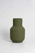 Jarrón Sado verde oliva de cerámica, ideal para flores secas: Verde