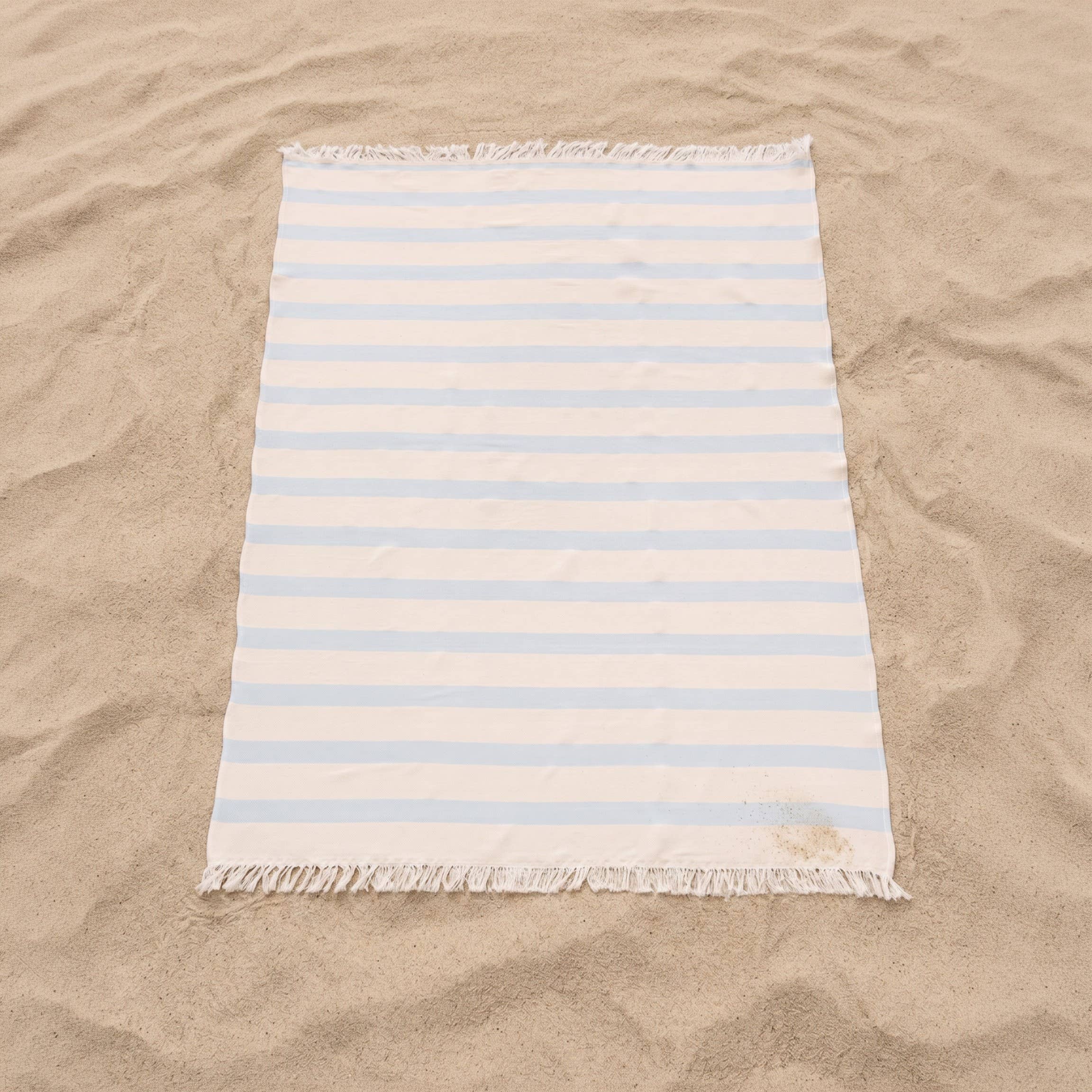 Pareo de playa de algodón ligero con flecos FARO: Celeste / 90x180 cm