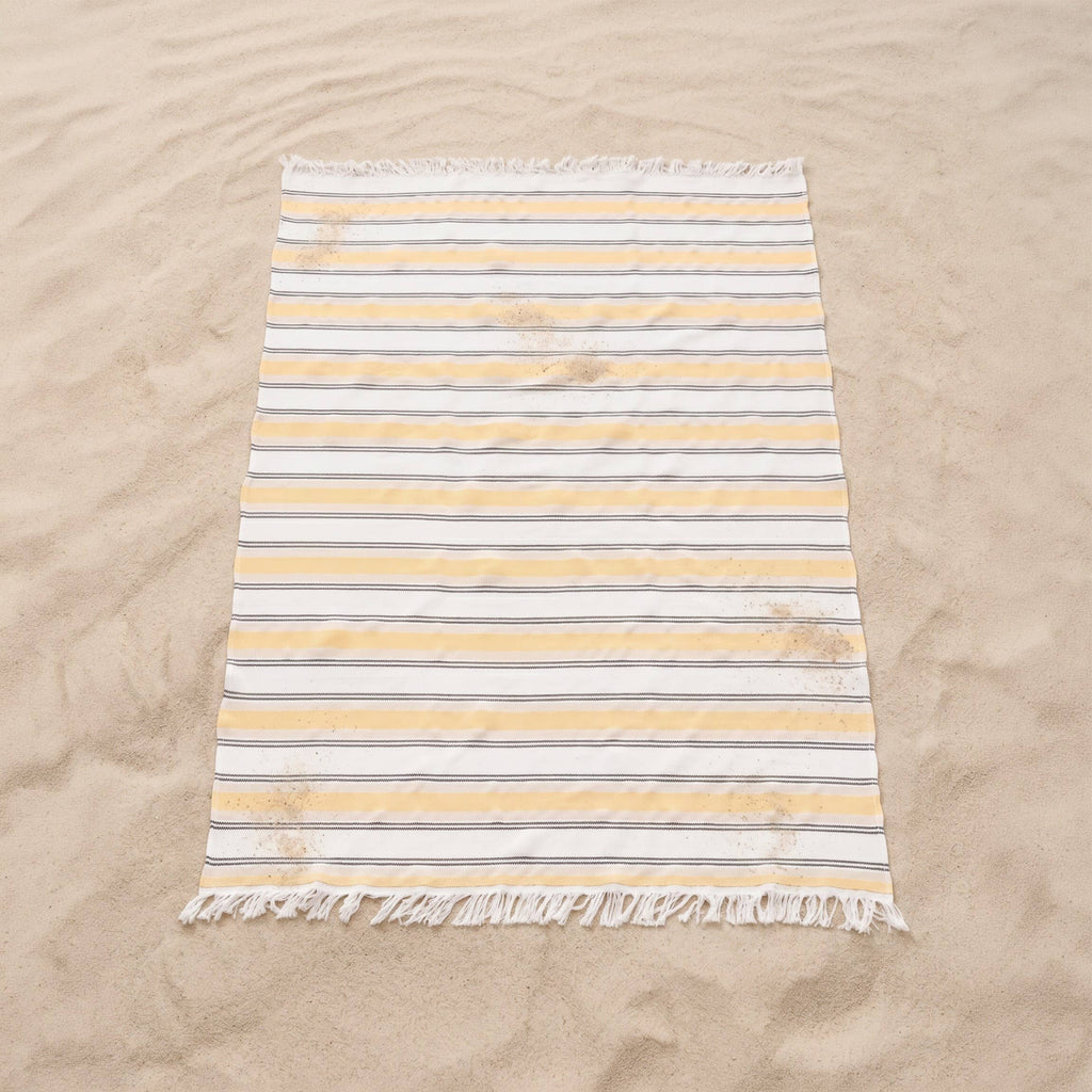 Pareo de playa de algodón ligero con flecos LIMA: Multicolor / 190x180 cm