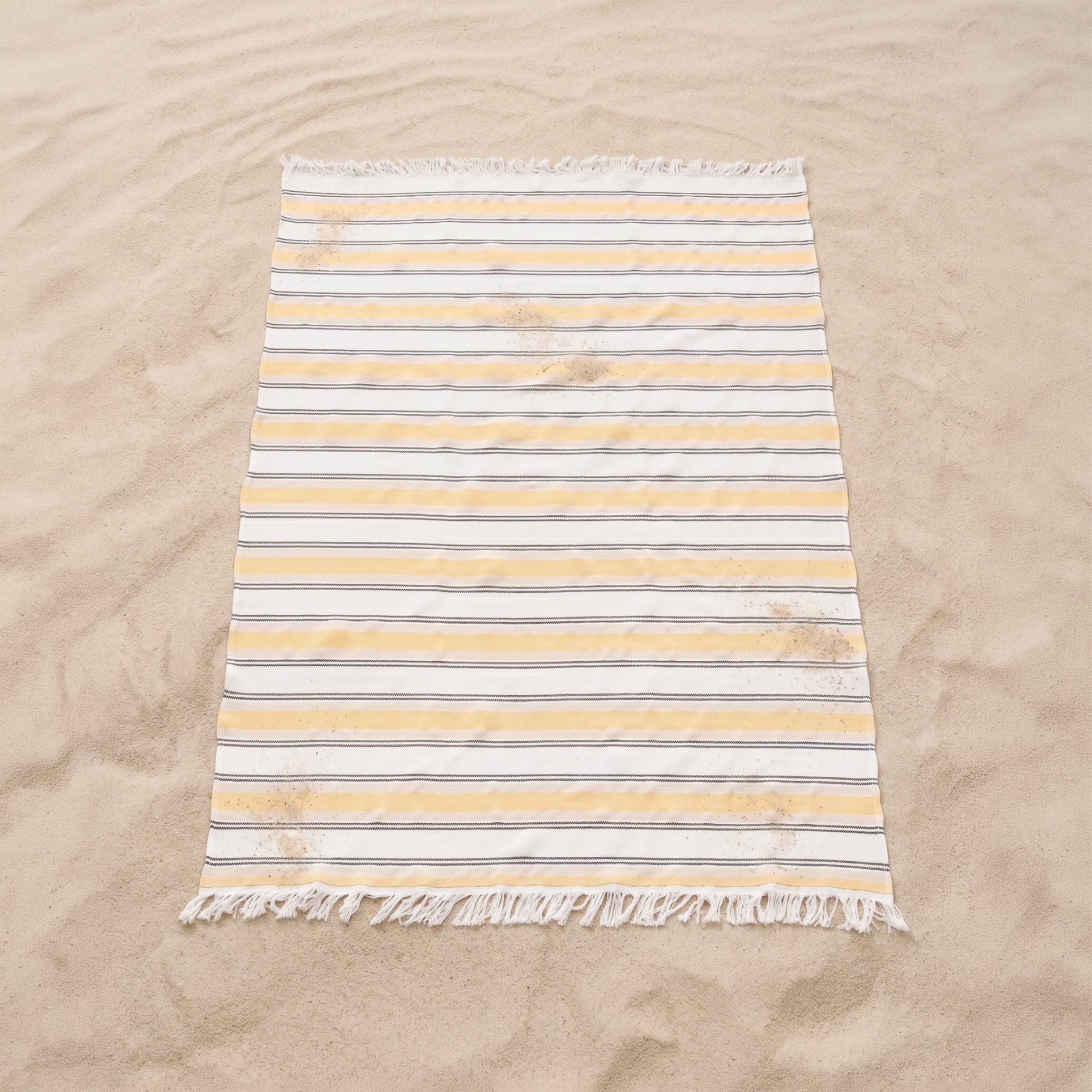 Pareo de playa de algodón ligero con flecos LIMA: Multicolor / 190x180 cm