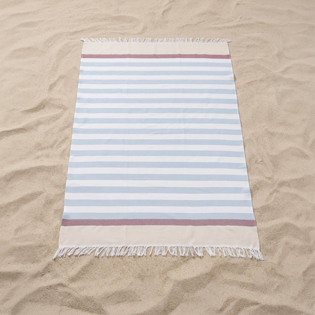 Pareo de playa de algodón ligero con flecos HORIZONTE: Beige / 90x180 cm