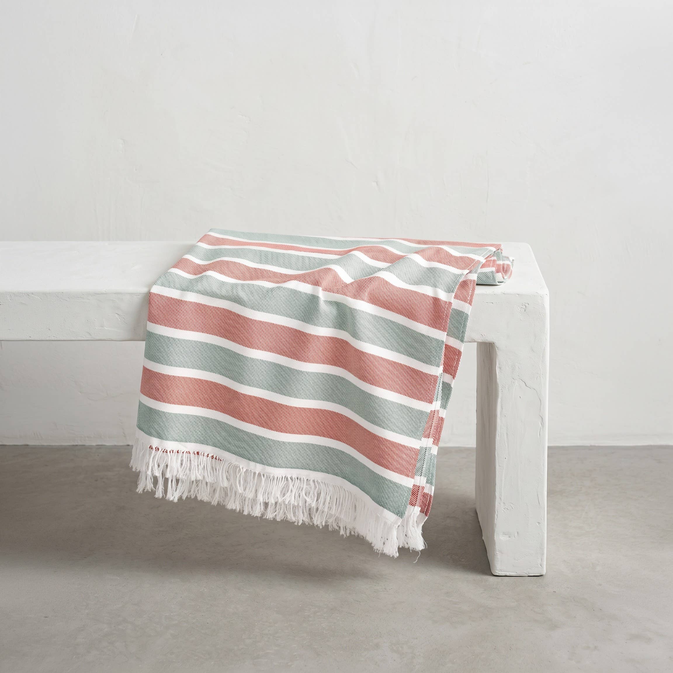 Pareo de playa de algodón ligero con flecos MARVE: Multicolor / 90x180 cm
