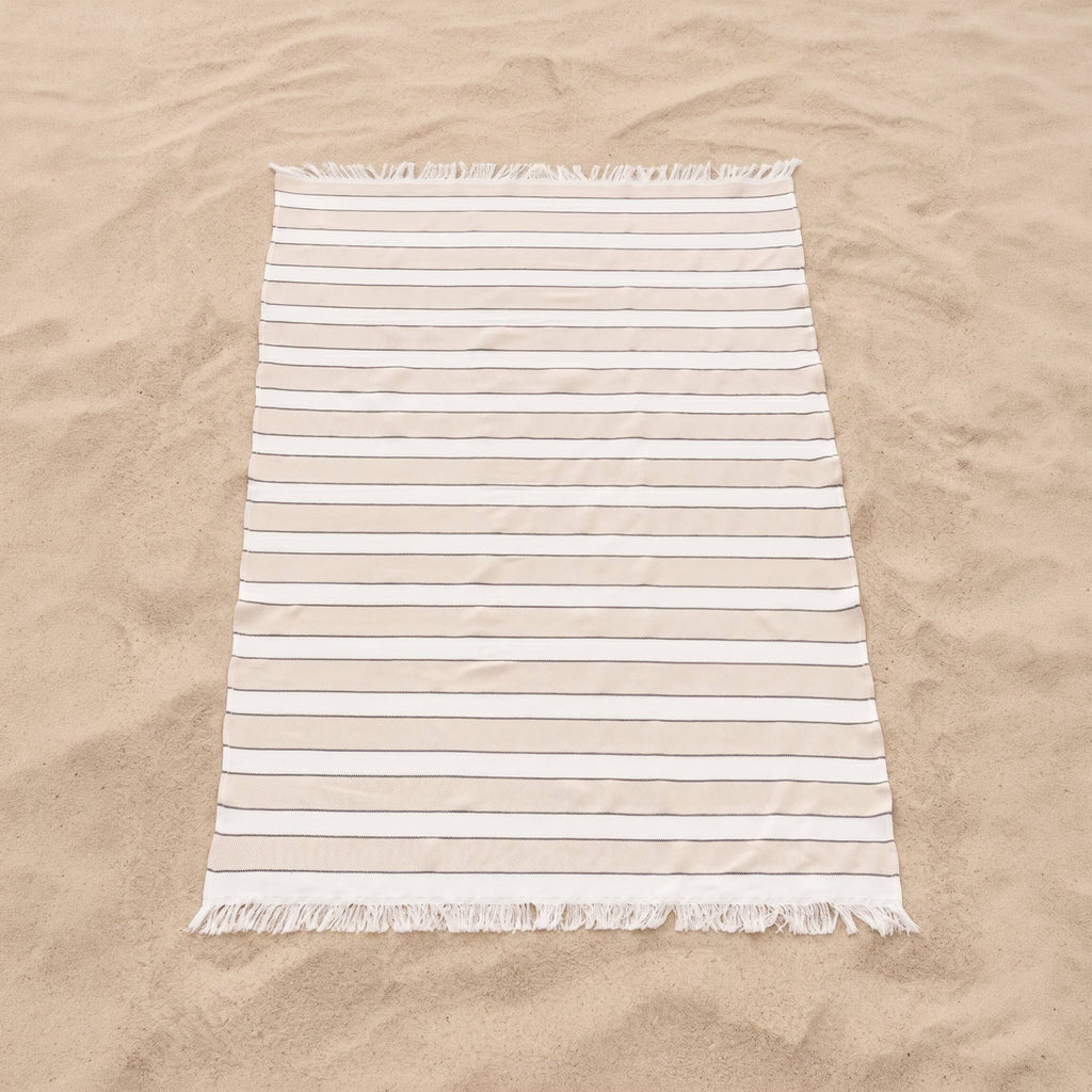 Pareo de playa de algodón ligero con flecos SOLTE: Multicolor / 90x180 cm
