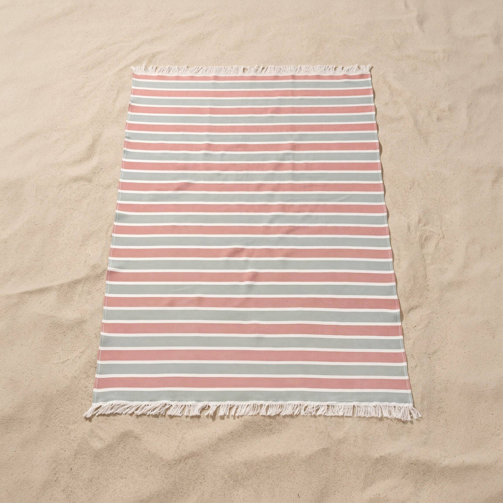Pareo de playa de algodón ligero con flecos MARVE: Multicolor / 90x180 cm