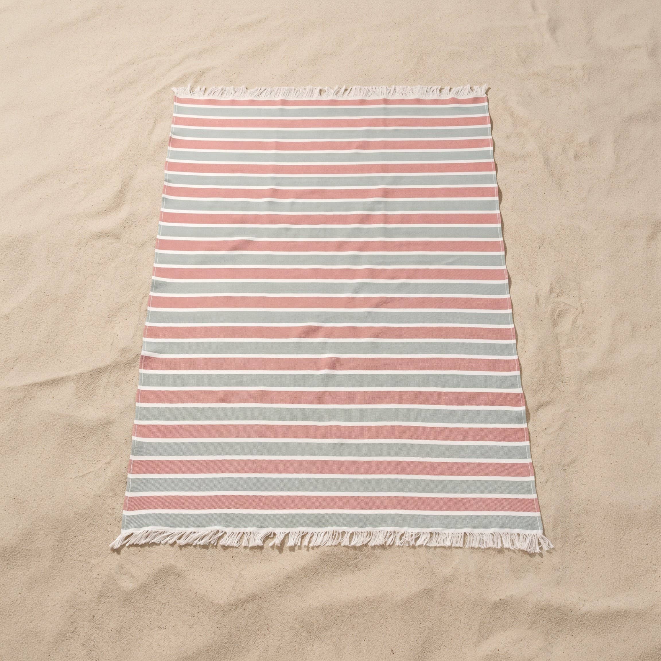 Pareo de playa de algodón ligero con flecos MARVE: Multicolor / 90x180 cm