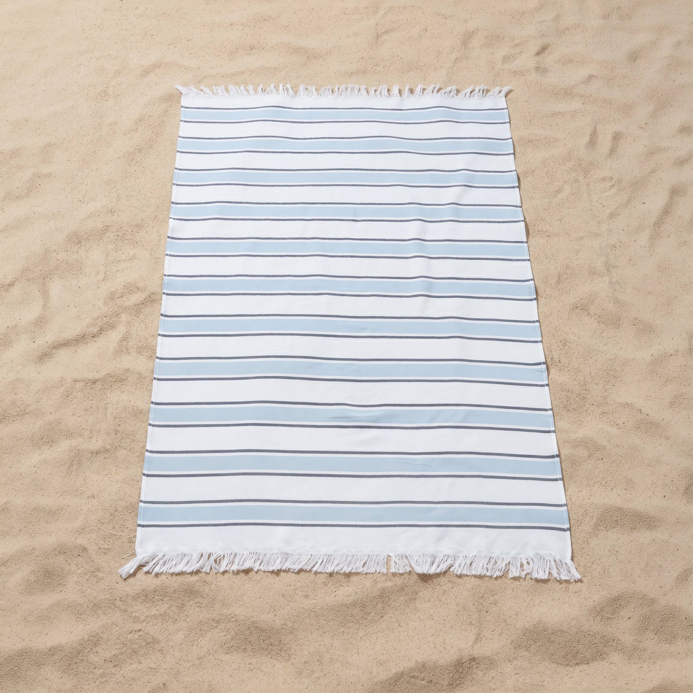 Pareo de playa de algodón ligero con flecos AIMAR: Multicolor / 90x180 cm