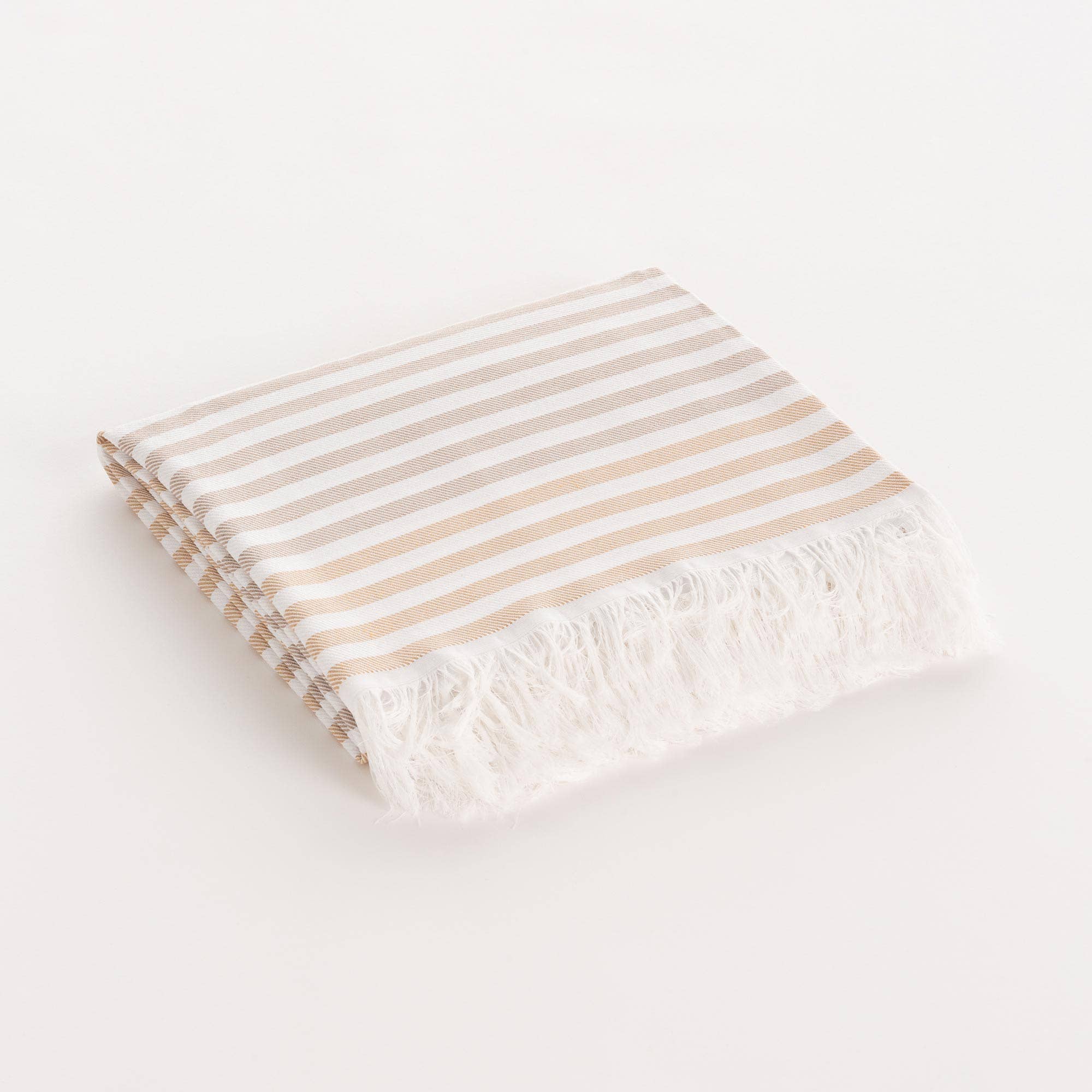 Fouta / Pareo de Playa Algodón Suave con Flecos TARSIA: Beige / 190x180 cm
