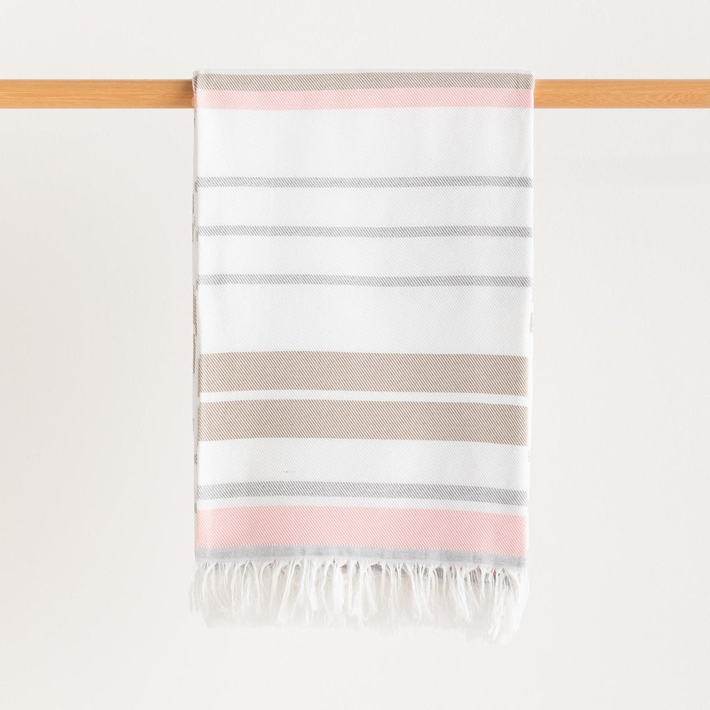 Fouta / Pareo Toalla de Playa Algodón Suave con Flecos LASCA: 90x180 cm