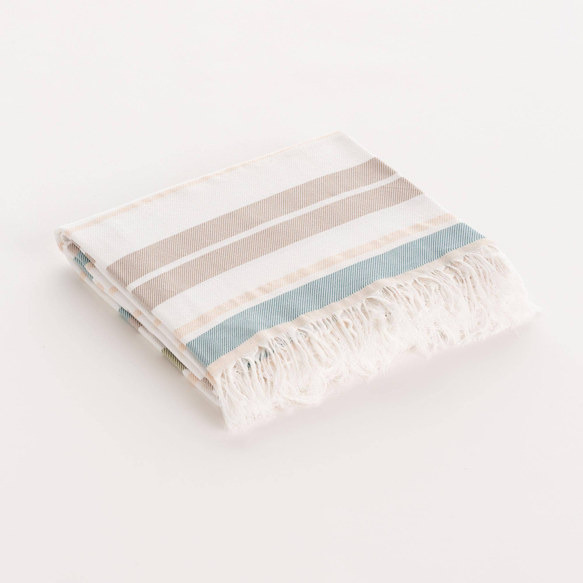 Fouta Pareo Toalla de Playa Algodón Suave con Flecos QUILIA: 190x180 cm