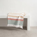 Pareo de playa de algodón ligero con flecos HORIZONTE: Beige / 90x180 cm