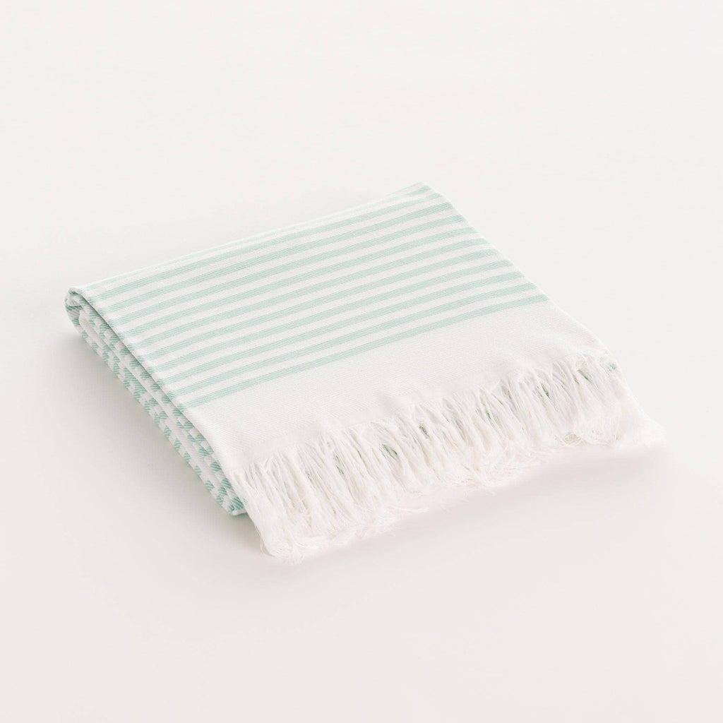 Fouta / Pareo de Playa Algodón Suave con Flecos BRISNE: Agua Marina / 190x180 cm
